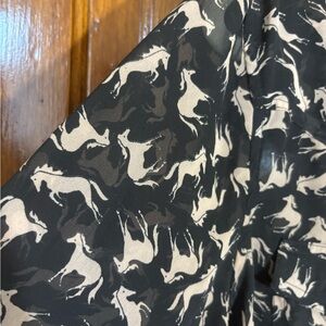 Women Blouse Horses Sheer Cumberland Outfitters Size L